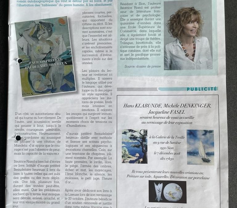 Journal de Sion – J’aurais préféré Baudelaire heureux